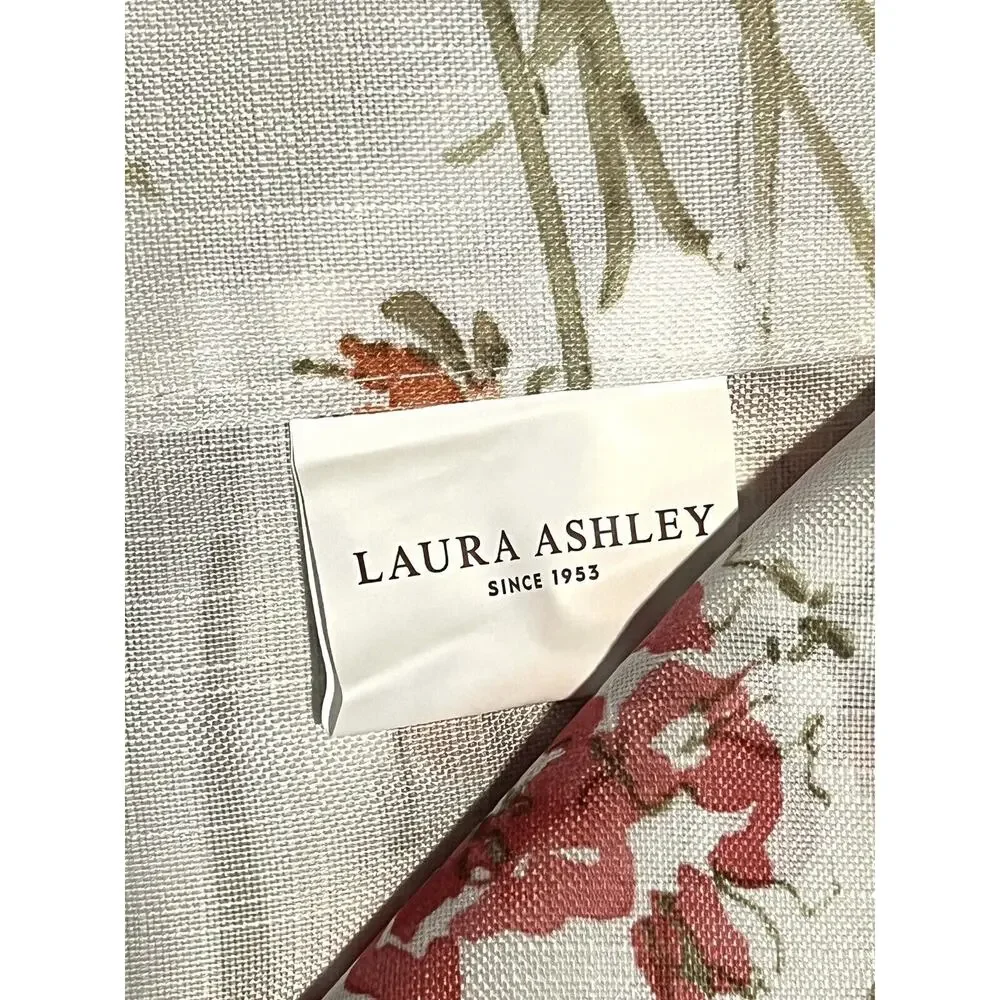 LAURA ASHLEY Wild Meadow Floral Window Curtains 2 Panels 38x96” Orange Blue Pink